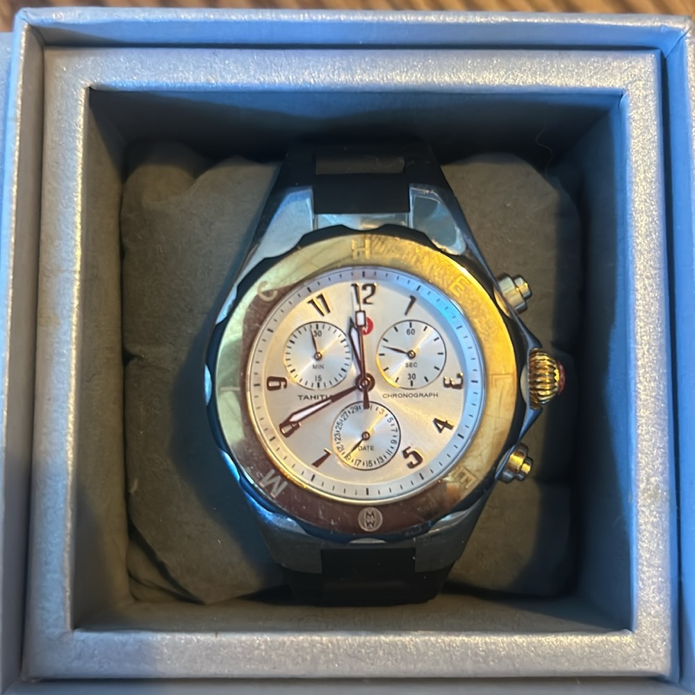 Michele jelly bean spot silicone strap watch
